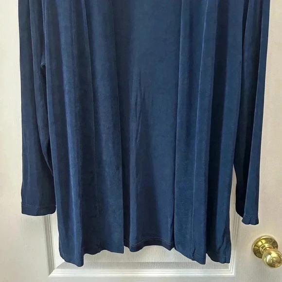 Picadilly Jersey Cardigan Open Front Draped Knit Blazer Jacket Navy Blue Small - Picture 6 of 13